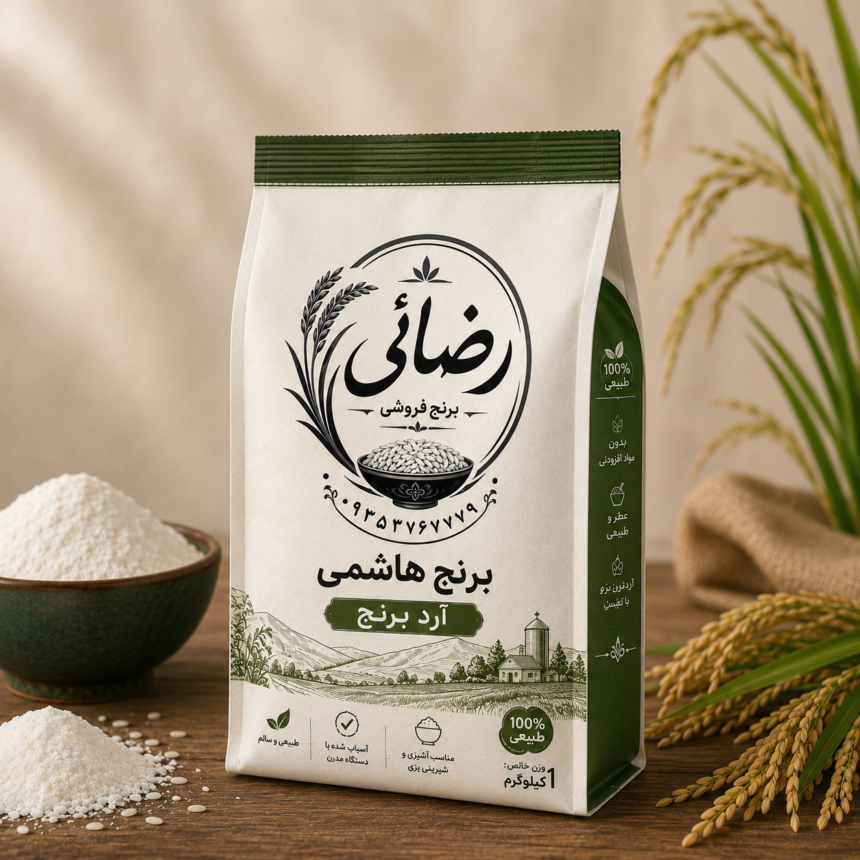 آرد برنج هاشمی ۱ کیلویی | نرم، خالص و باکیفیت